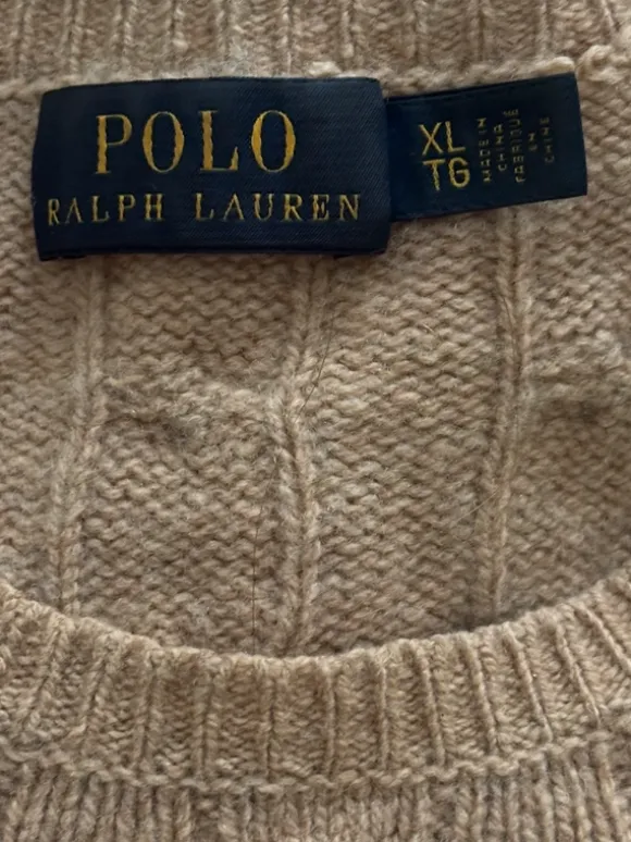 Pull Torsadé Polo Ralph Lauren - Beige/Camel - Taille XL - Bon état - Mixtes