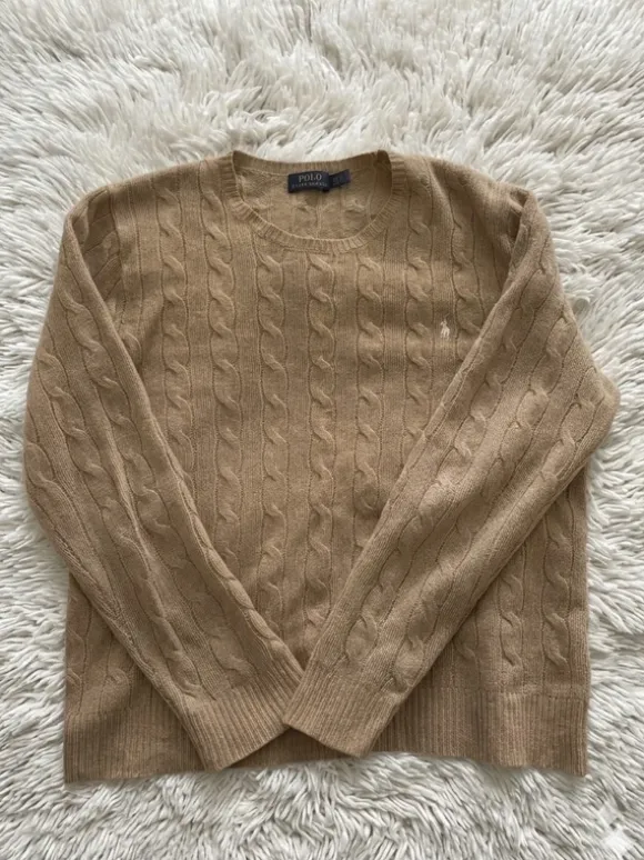 Pull Torsadé Polo Ralph Lauren - Beige/Camel - Taille XL - Bon état - Mixtes