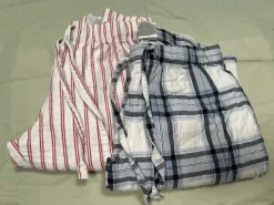 Pyjamahosen/ Loungewear, rot gestreift und blau-schwarz karriert