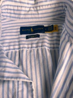 Ralph Lauren Hemd – Classic Fit – Größe 36 – Blau/Weiß gestreift – 100 % Baumwolle