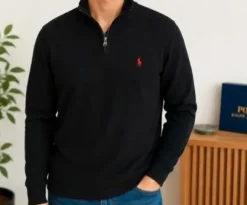 Ralph Lauren Quarter Zip Trui XL Zwart – Zo goed als nieuw