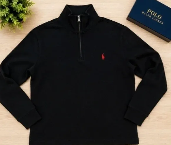 Ralph Lauren Quarter Zip Trui XL Zwart – Zo goed als nieuw