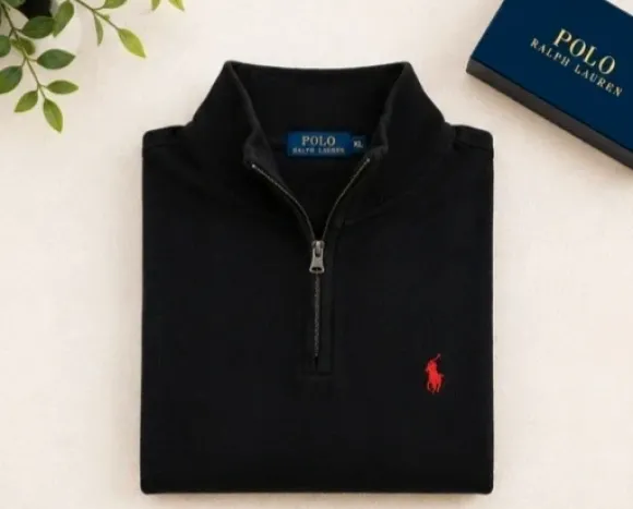 Ralph Lauren Quarter Zip Trui XL Zwart – Zo goed als nieuw