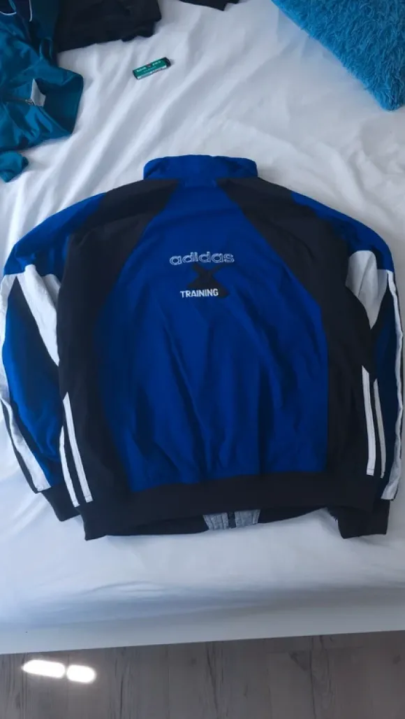 RAR: Vintage adidas Training Wendejacke – 90er – Blau/Grau – Gr.M
