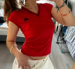 Red Adidas Athletic Baby Tee 2000s