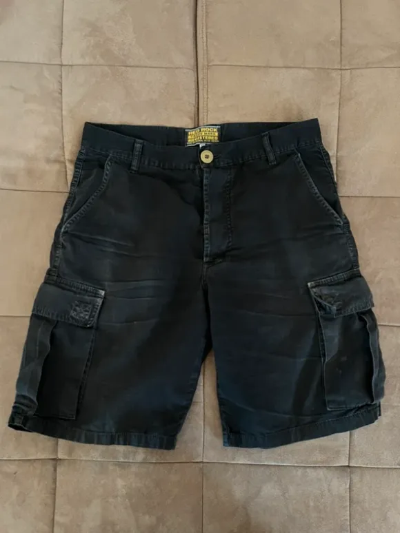 Red Rock Black Utility Cargo Shorts – Button-Fly Multi-Pocket