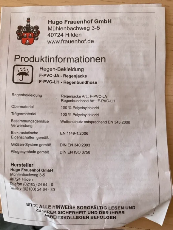 Regenbekleidung Hose + Kaputzenjacke