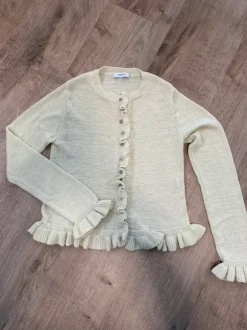 Reserved Butteryellow Pastellgelber Strickcardigan Strickjacke Oberteil Sommer mit Rüschen