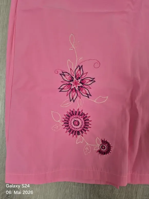 Rock Midi- Rock Gr 40 rosa mit Stickerei A Lienie