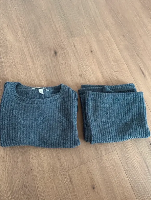 Rock und dünner Pullover Umstandsmodeset Schwangerschat H&M grau
