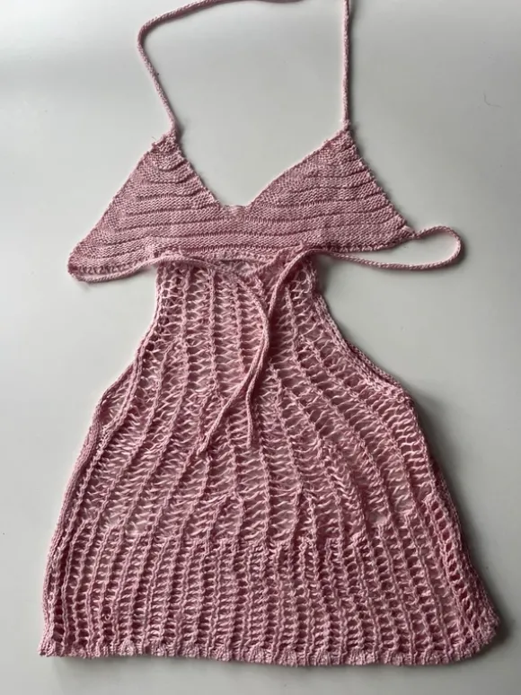 rosa beach cover up gestrickt
