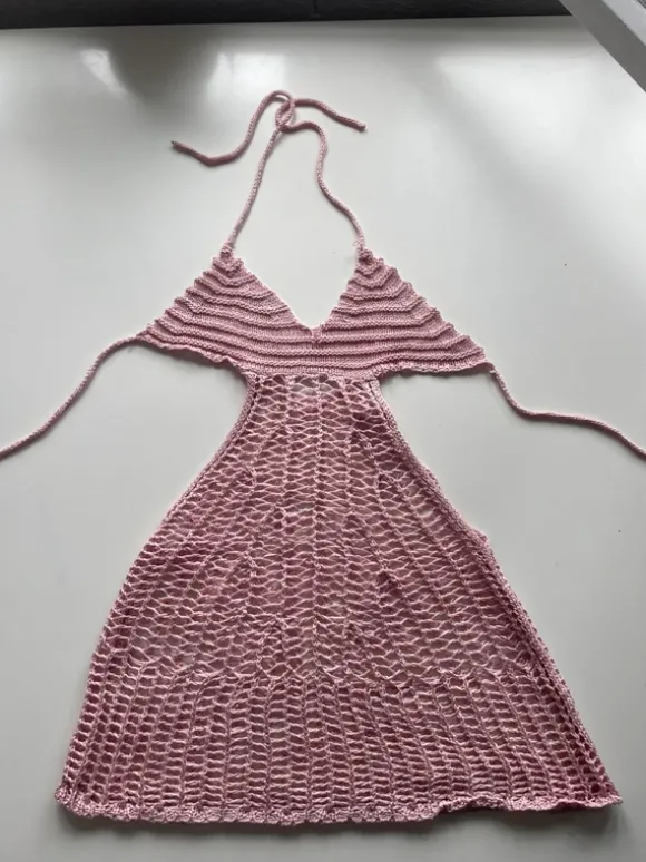 rosa beach cover up gestrickt