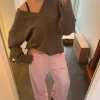 rosa Leinenhose