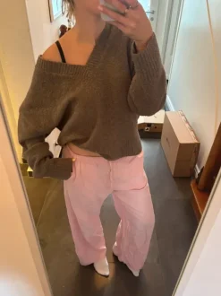 rosa Leinenhose