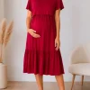 rotes Schwangerschafts-und Stillkleid der Marke Smallshow (S)