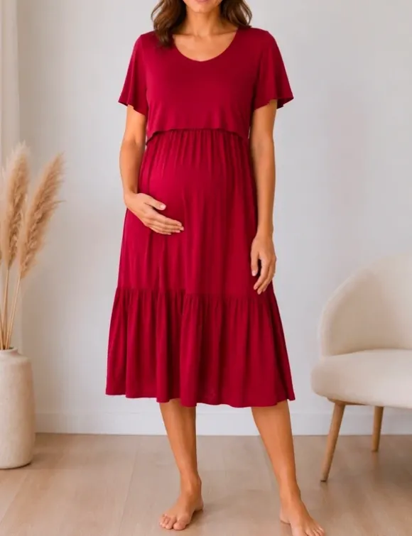 rotes Schwangerschafts-und Stillkleid der Marke Smallshow (S)