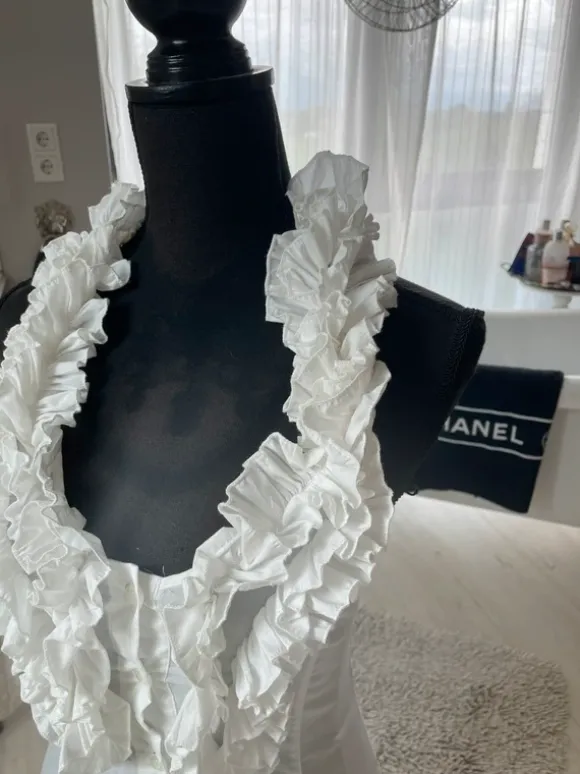 Rüschenbluse Neckholder weiß Gr.S