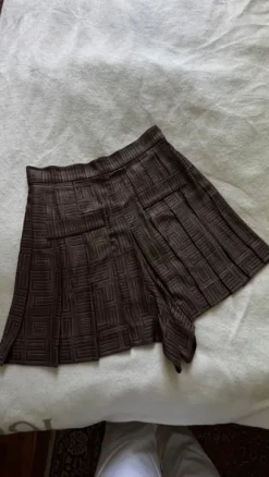 Sandro Paris Designer Skort FR 36 DE 34 Jacquard Muster Faltenrock Braun Skirt