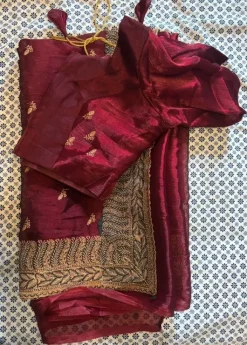 Saree indien bordeaux