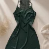 Satin Kleid oliv grün