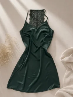 Satin Kleid oliv grün