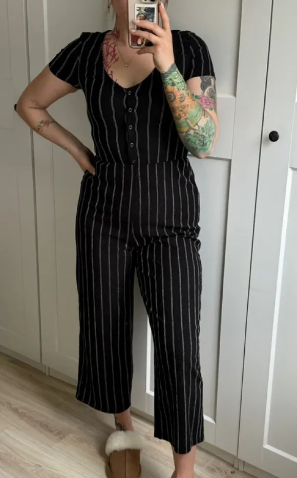 Schwarz Weiß gestreifter Jumpsuit C&A M