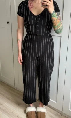 Schwarz Weiß gestreifter Jumpsuit C&A M