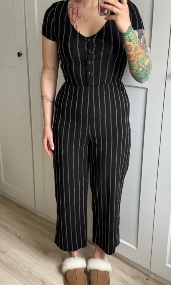 Schwarz Weiß gestreifter Jumpsuit C&A M