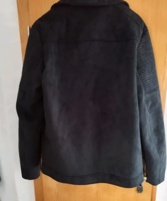 Schwarze Kunstleder Bikerjacke wie neu