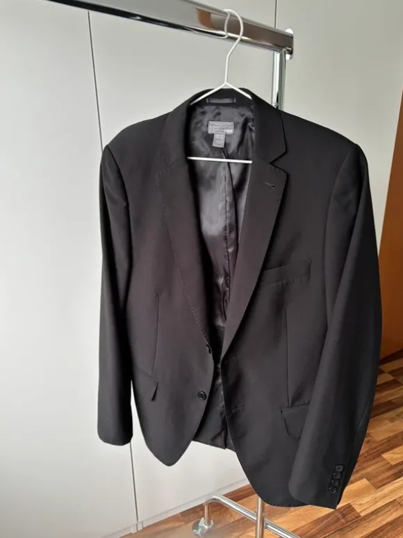 Schwarzer Herren Anzug Blazer Jacke Größe 52