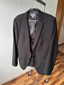Schwarzer Herren Anzug Blazer Jacke Größe 52