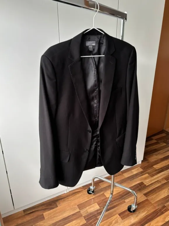 Schwarzer Herren Anzug Blazer Jacke Größe 52