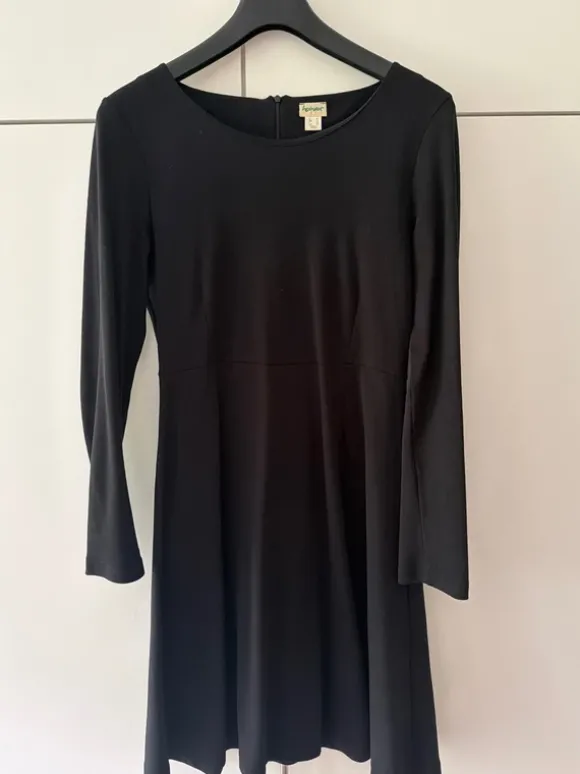 Schwarzes Biobaumwoll Kleid Langarm hessnatur