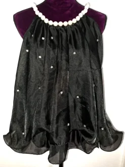 Schwarzes Chiffon Top mit Perlenträgergr.34-38