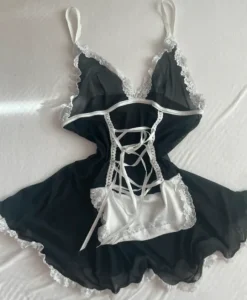 schwarzes Dienerin Kleid lingerie
