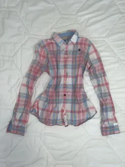 Süße Vintage Kawaii Pastell karierte Hemd Bluse in rosa