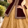 Sharara/lengha Bordeaux met goud