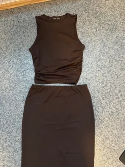 Shein Brauner Zweiteiler Maxi Rock Set S