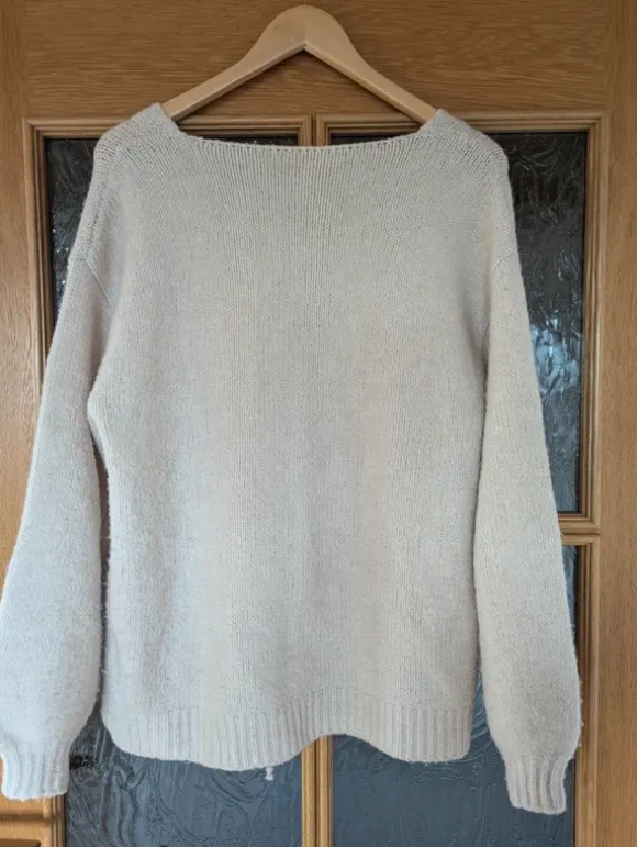 Shein Cardigan Schleifen Beige Wolle Größe 36 Oversize