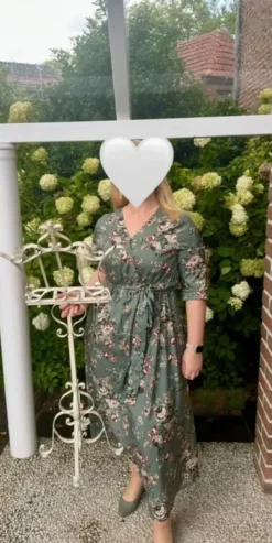 Shein Maxi-Kleid in Salbeigrün mit Blumenprint | Gr. 1XL (44)