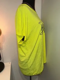 Shirt neon gelb Oversize Print kurzarm locker Tunika Sommer Statement Shirt