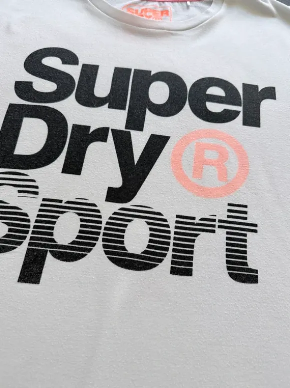 Shirt, Super Dry Sport, weiß mit Print, Größe XL