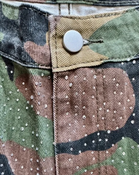 Short cargo militaire vintage stras