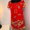 Sommerkleid rot floral Blumenmuster Off Shoulder kurzarm locker leichtes Kleid