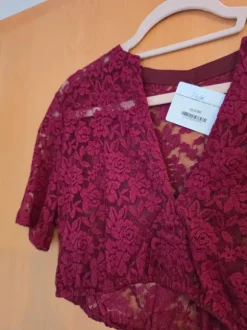 Spitzen Dirndlbluse Dunkelrot