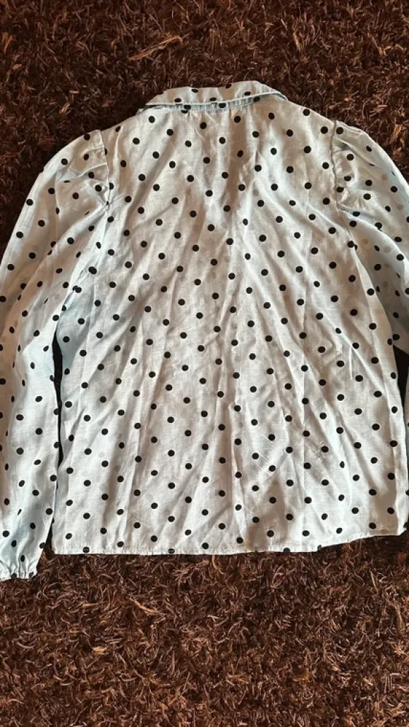 Stradivarius süße Bluse hellblau Polka Dots Puffärmel Gr. 36 S