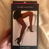 Strumpfhose schwarz / rot gestreift