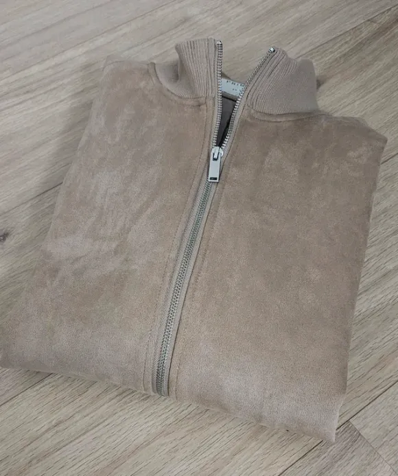 Suede achtig jasje beige