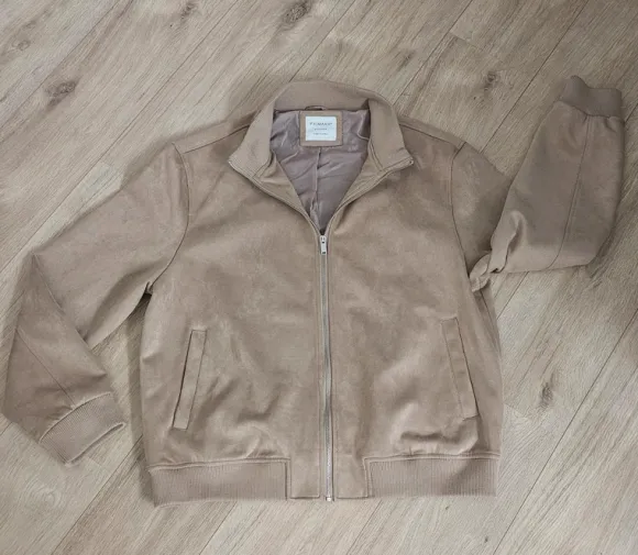 Suede achtig jasje beige