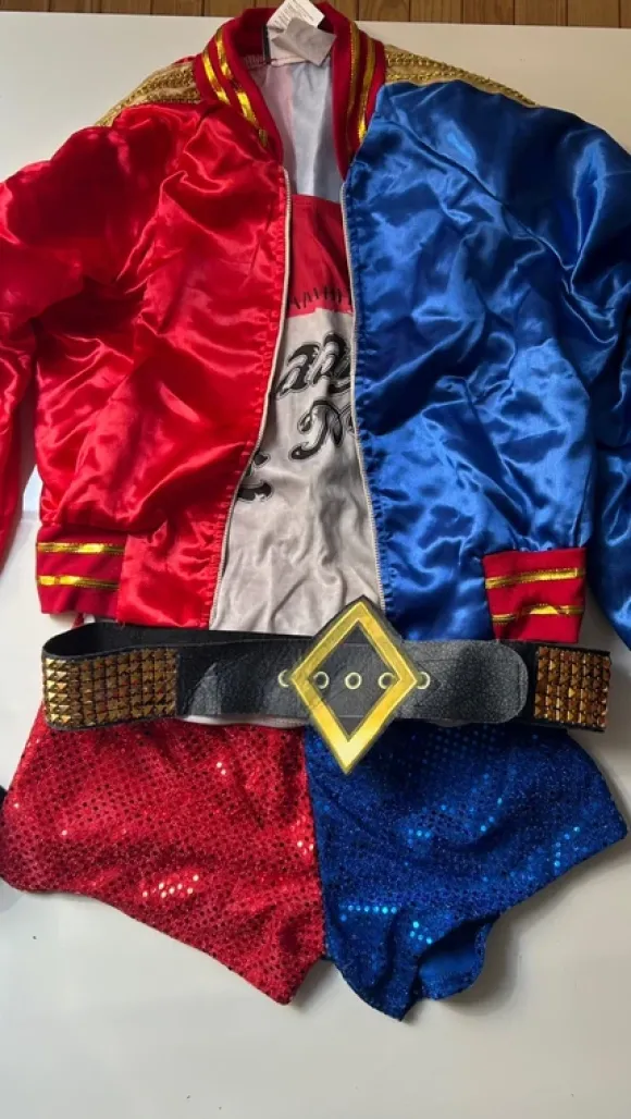 Suicide Squad Harley Quinn Kostüm Rot Blau S/XS| Karneval Fasching Kostüm Cosplay Damenmode